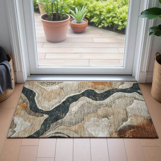 Piper Looms Chantille Abstract ACN2219 Putty Machine Washable Area Rug Scatter Lifestyle Image Feature