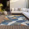 Piper Looms Chantille Floral ACN2220 Navy Machine Washable Area Rug Outdoor Lifestyle Image Feature