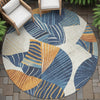 Piper Looms Chantille Floral ACN2220 Navy Machine Washable Area Rug Round Outdoor Lifestyle Image Feature