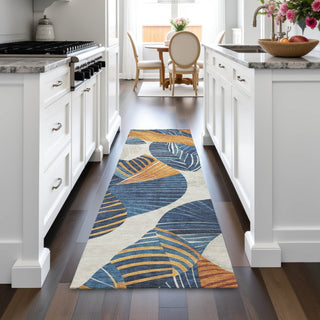Piper Looms Chantille Floral ACN2220 Navy Machine Washable Area Rug Runner Lifestyle Image Feature