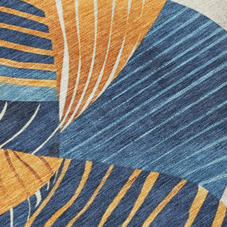 Piper Looms Chantille Floral ACN2220 Navy Machine Washable Area Rug Swatch Image
