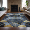 Piper Looms Chantille Floral ACN2221 Navy Machine Washable Area Rug Lifestyle Image Feature