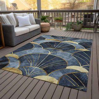 Piper Looms Chantille Floral ACN2221 Navy Machine Washable Area Rug Outdoor Lifestyle Image Feature