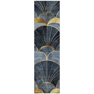 Piper Looms Chantille Floral ACN2221 Navy Machine Washable Area Rug Runner Main Image
