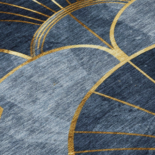 Piper Looms Chantille Floral ACN2221 Navy Machine Washable Area Rug Swatch Image