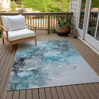 Piper Looms Chantille Watercolors ACN520 Teal Area Rug