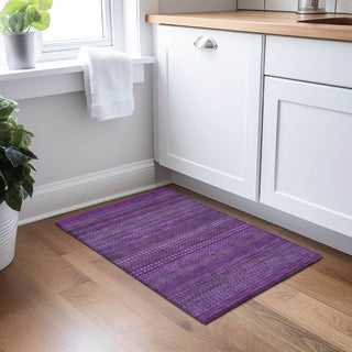 Piper Looms Chantille Stripes ACN527 Eggplant Area Rug