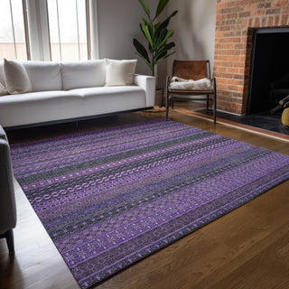 Piper Looms Chantille Stripes ACN527 Purple Area Rug