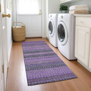 Piper Looms Chantille Stripes ACN527 Purple Area Rug