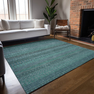 Piper Looms Chantille Stripes ACN527 Turquoise Area Rug