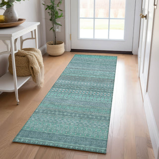 Piper Looms Chantille Stripes ACN527 Turquoise Area Rug