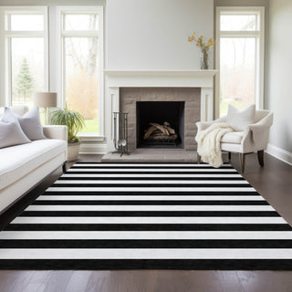 Piper Looms Chantille Stripes ACN528 Black Area Rug