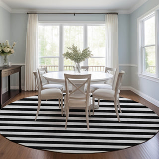 Piper Looms Chantille Stripes ACN528 Black Area Rug