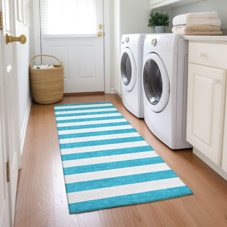 Piper Looms Chantille Stripes ACN528 Teal Area Rug