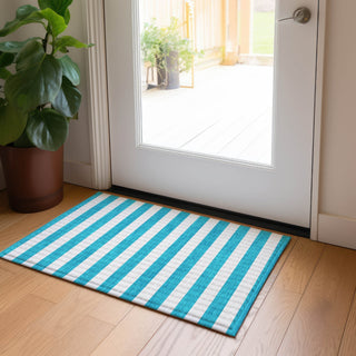 Piper Looms Chantille Stripes ACN528 Teal Area Rug