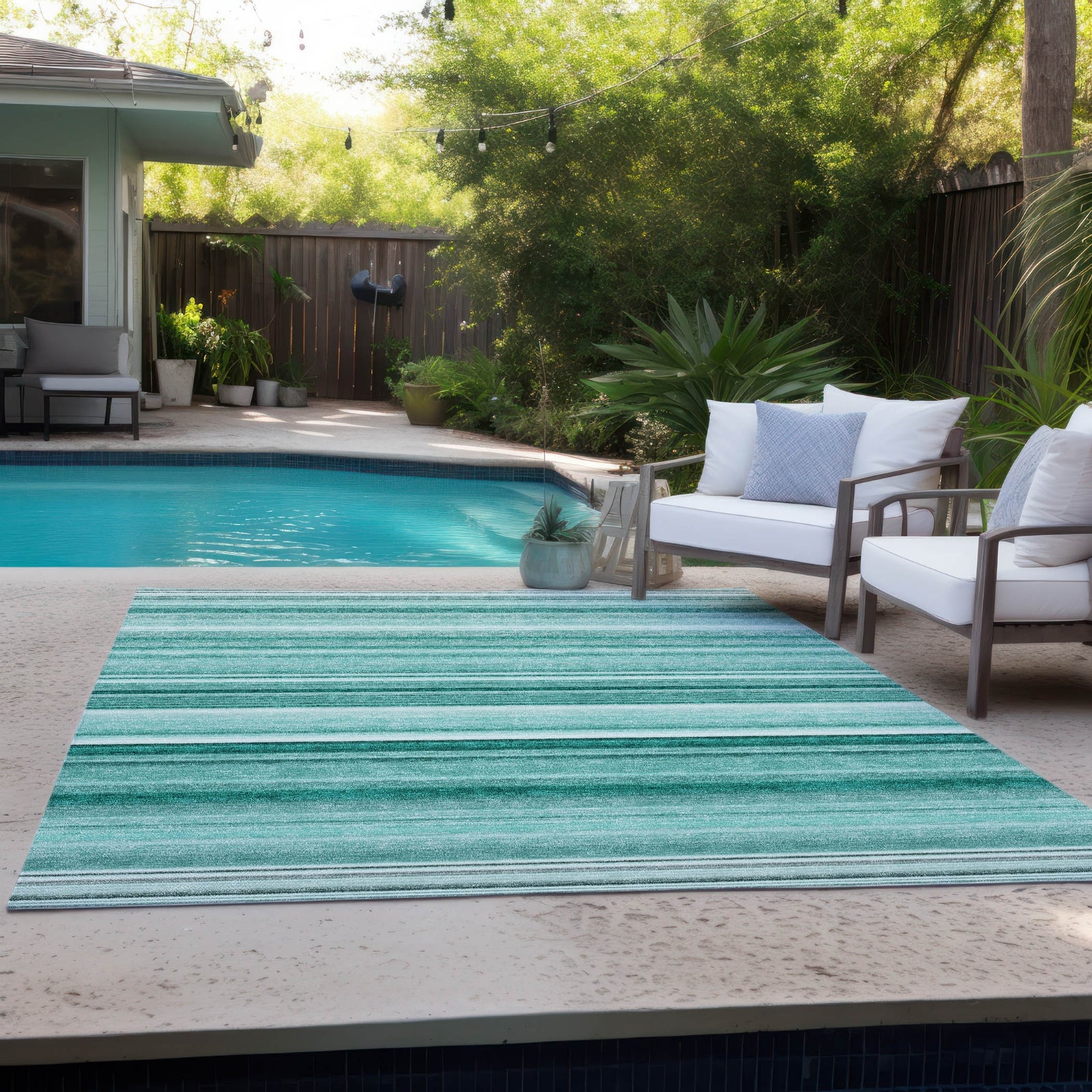 Piper Looms Chantille Stripes ACN529 Aqua Area Rug – Incredible Rugs ...