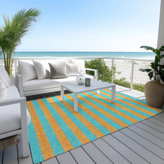 Piper Looms Chantille Stripes ACN530 Aqua Area Rug