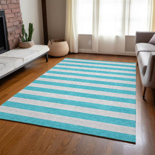 Piper Looms Chantille Stripes ACN530 Turquoise Area Rug