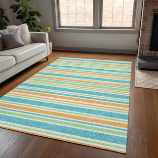 Piper Looms Chantille Stripes ACN531 Teal Area Rug