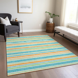 Piper Looms Chantille Stripes ACN531 Teal Area Rug