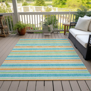 Piper Looms Chantille Stripes ACN531 Teal Area Rug