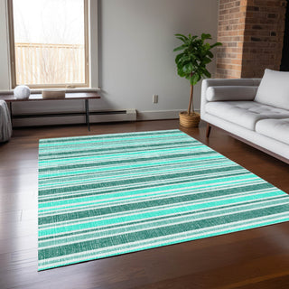 Piper Looms Chantille Stripes ACN531 Turquoise Area Rug