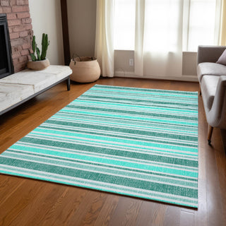 Piper Looms Chantille Stripes ACN531 Turquoise Area Rug