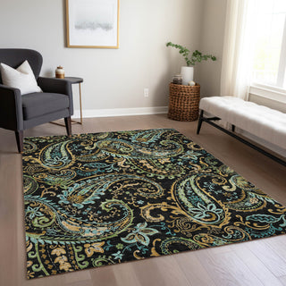 Piper Looms Chantille Paisley ACN533 Black Area Rug