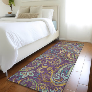 Piper Looms Chantille Paisley ACN533 Purple Area Rug