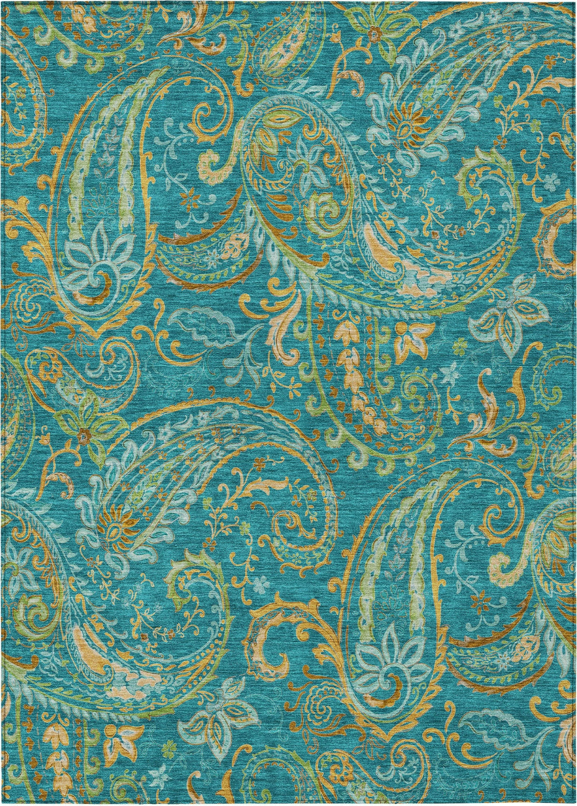 Piper Looms Chantille Paisley ACN533 Teal Area Rug