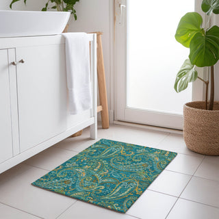 Piper Looms Chantille Paisley ACN533 Teal Area Rug