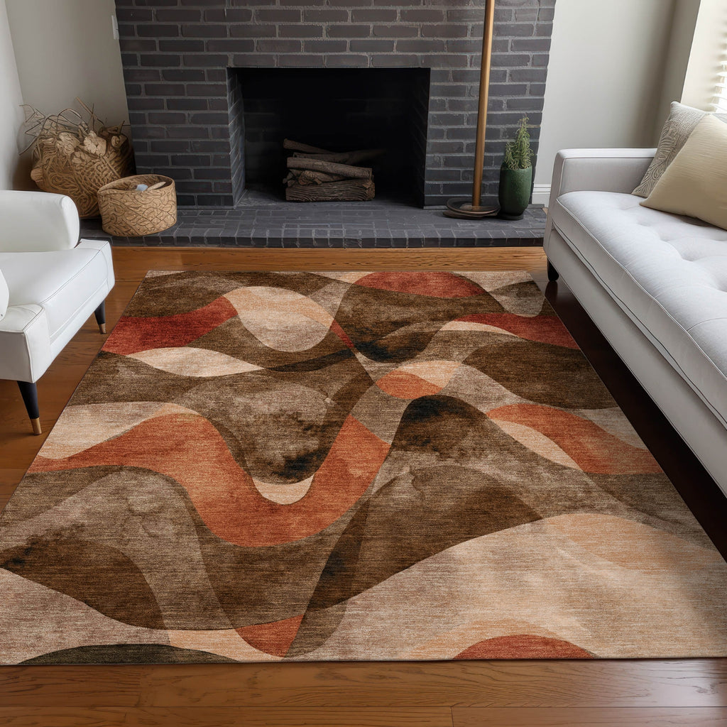 Piper Looms Chantille Abstract ACN536 Chocolate Area Rug - Featured