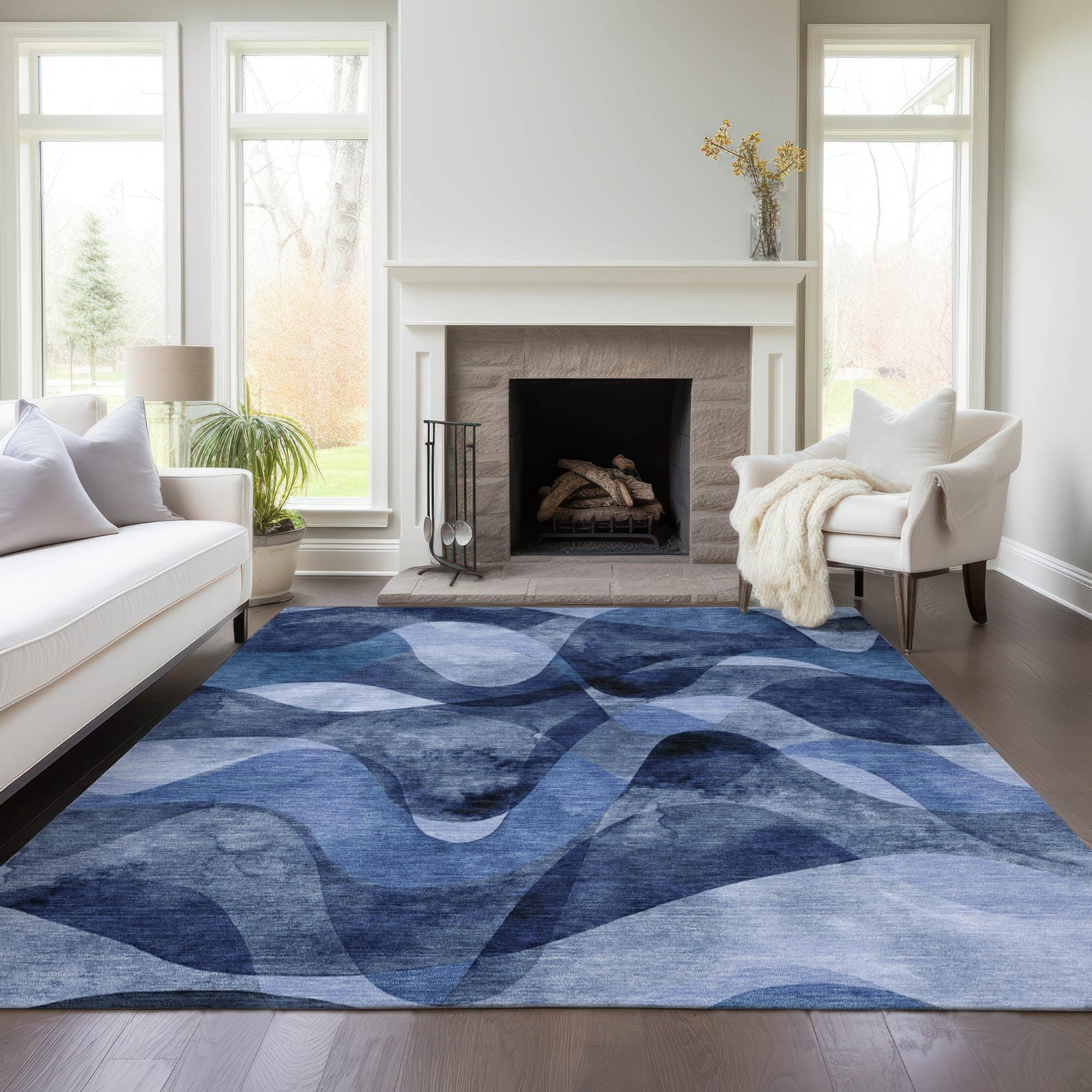 Piper Looms Chantille Abstract ACN536 Navy Area Rug – Incredible Rugs ...