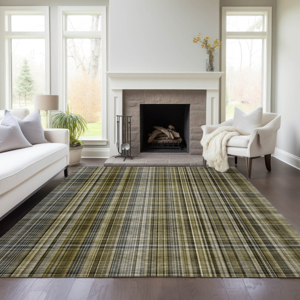 Piper Looms Chantille Plaid ACN541 Taupe Area Rug - Featured