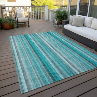 Piper Looms Chantille Stripes ACN543 Teal Area Rug