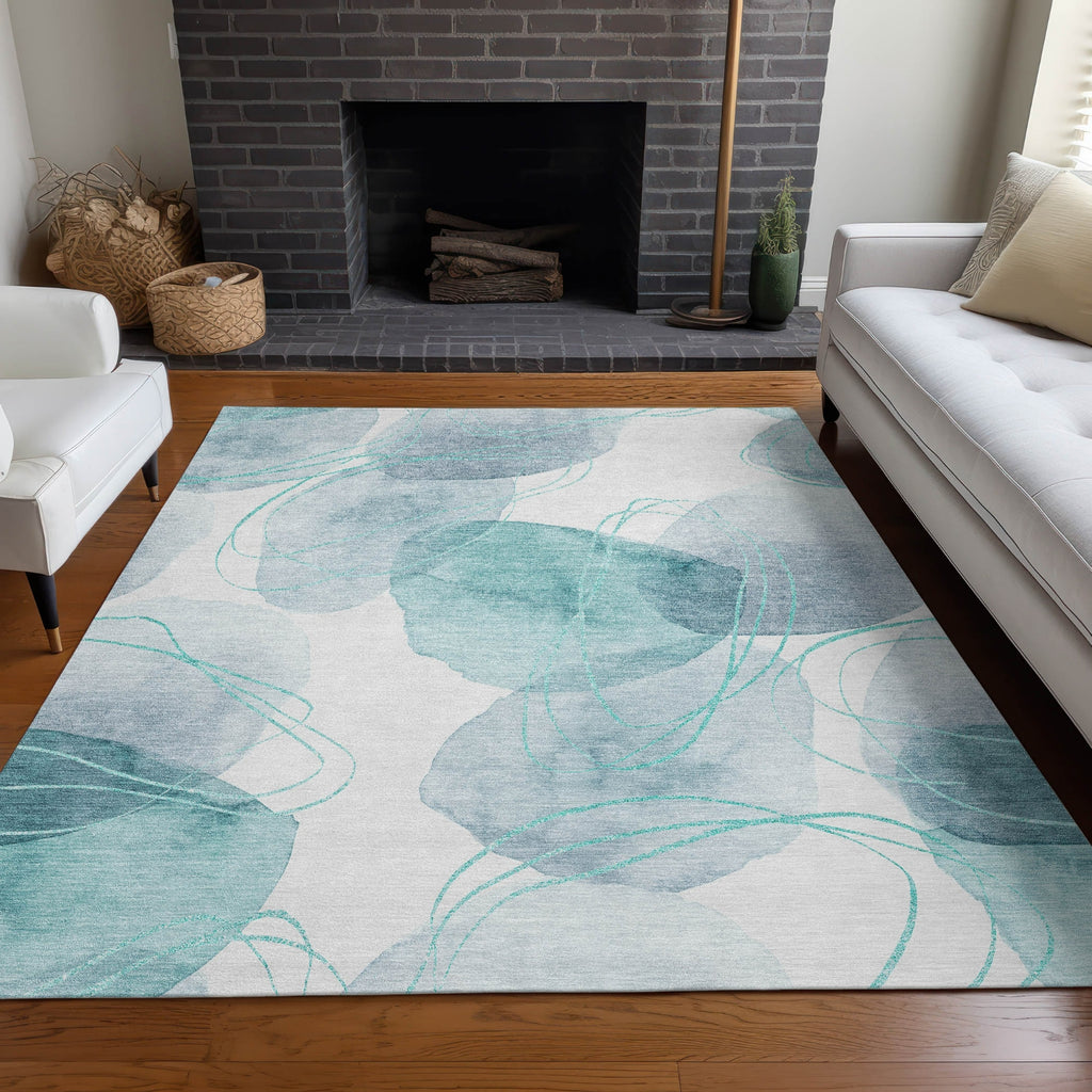 Piper Looms Chantille Organic ACN544 Teal Area Rug Featured