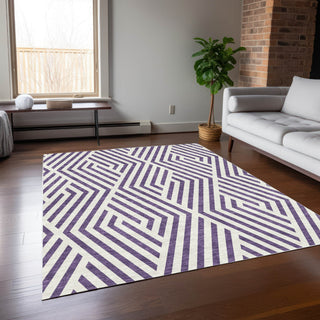 Piper Looms Chantille Geometric ACN550 Purple Area Rug