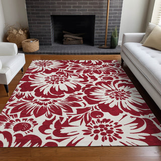 Piper Looms Chantille Floral ACN551 Burgundy Area Rug