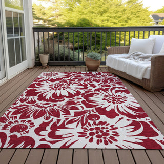 Piper Looms Chantille Floral ACN551 Burgundy Area Rug