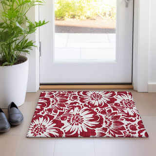 Piper Looms Chantille Floral ACN551 Burgundy Area Rug