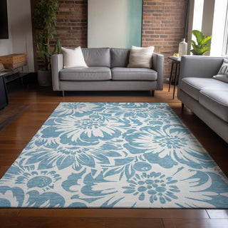 Piper Looms Chantille Floral ACN551 Denim Area Rug