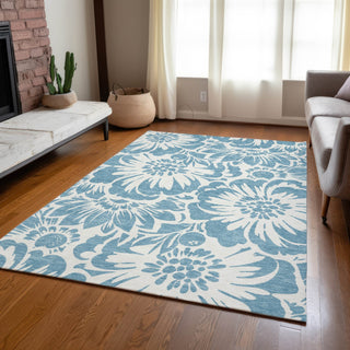 Piper Looms Chantille Floral ACN551 Denim Area Rug