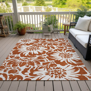 Piper Looms Chantille Floral ACN551 Paprika Area Rug