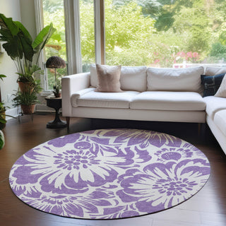 Piper Looms Chantille Floral ACN551 Purple Area Rug