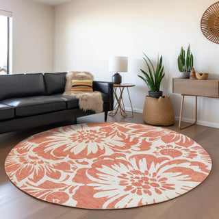 Piper Looms Chantille Floral ACN551 Salmon Area Rug