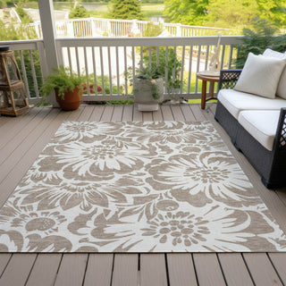 Piper Looms Chantille Floral ACN551 Taupe Area Rug