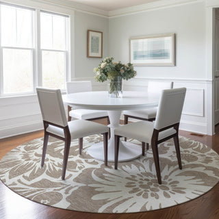 Piper Looms Chantille Floral ACN551 Taupe Area Rug