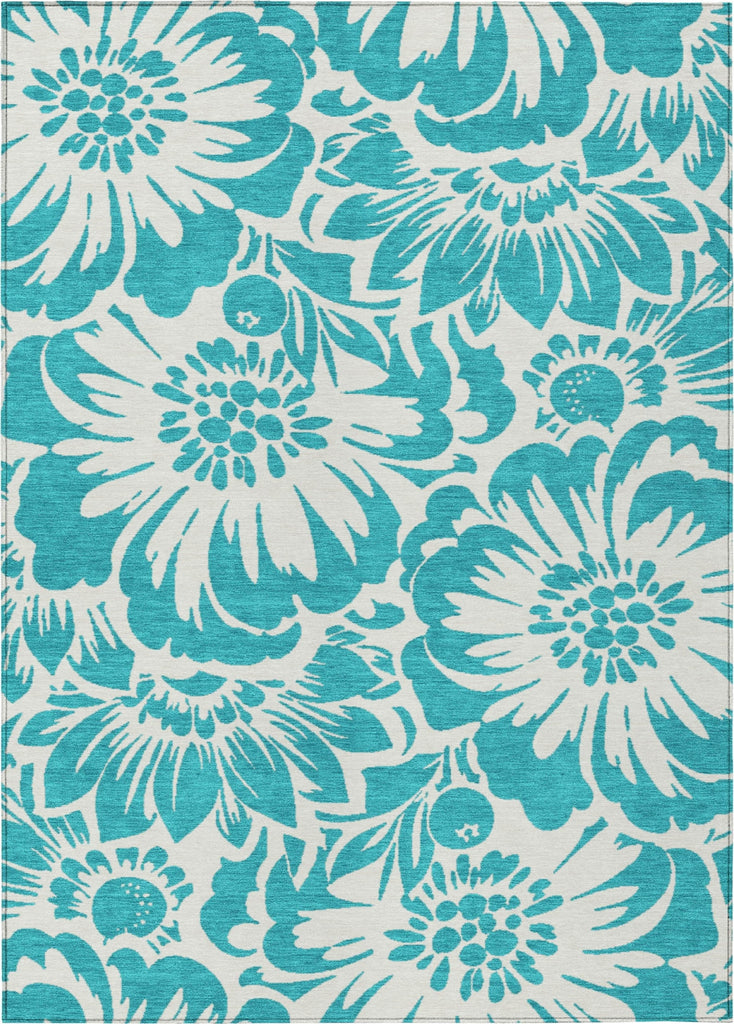 Piper Looms Chantille Floral ACN551 Teal Area Rug