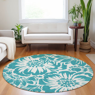 Piper Looms Chantille Floral ACN551 Teal Area Rug