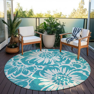 Piper Looms Chantille Floral ACN551 Teal Area Rug